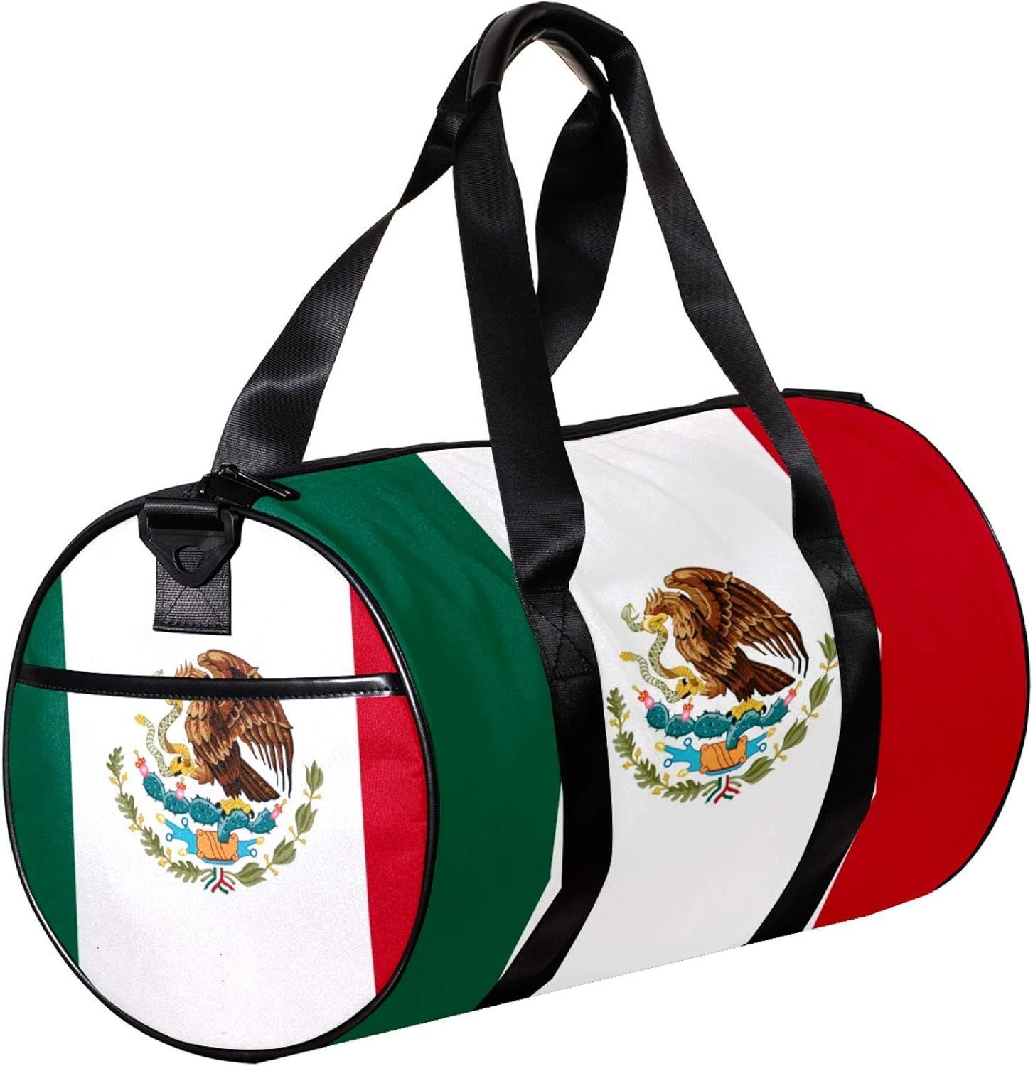 Round Gym Sports Duffel Bag with Detachable Shoulder Strap Mexican Flag Training Handbag Overnight Bag for Women and Men image number 3