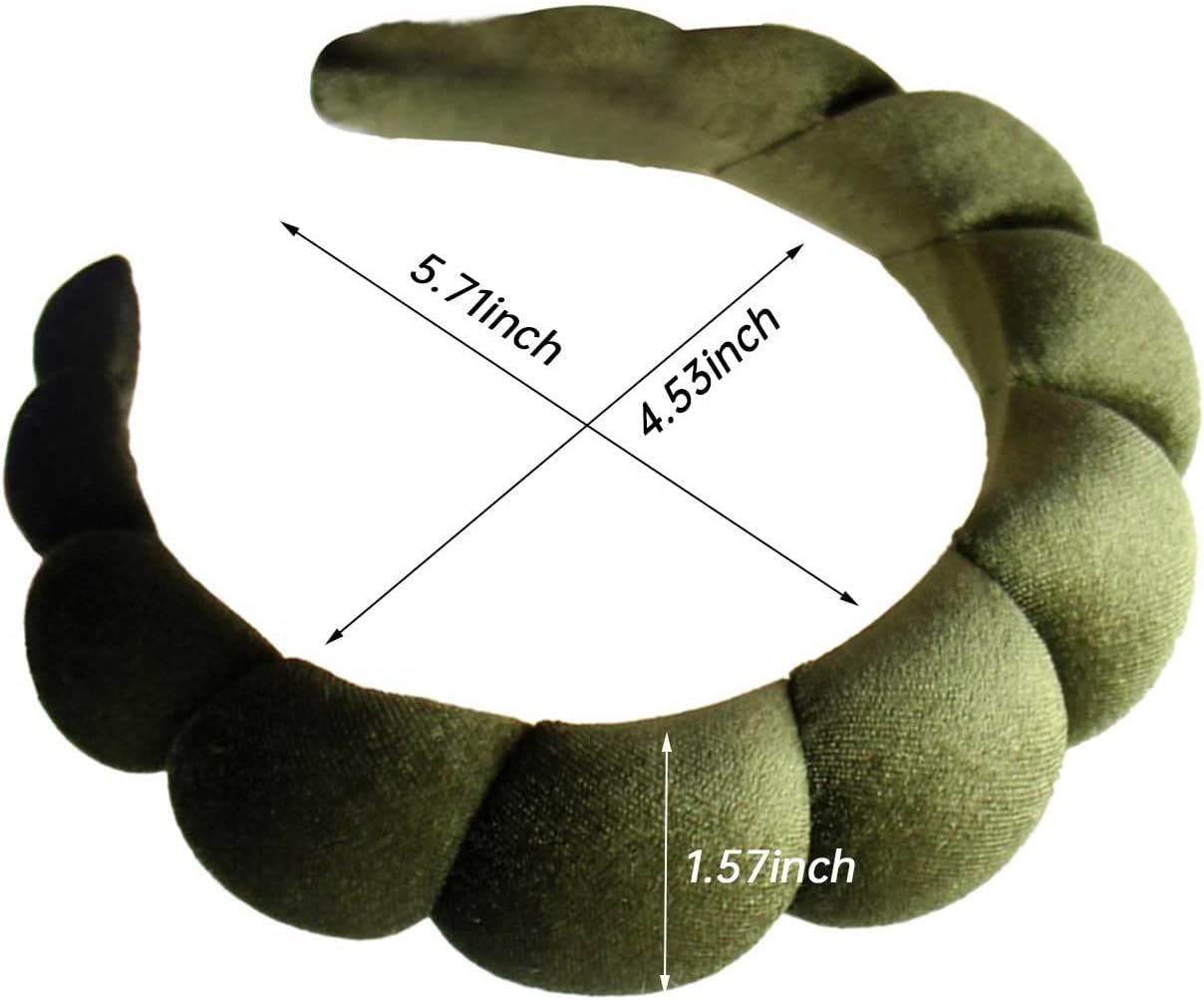 Uchyius Fashion Headbands for Women Padded Fabric Hair Bands Wide Velvet Non Slip Headband Hair Accessories for Women Girls, Leaf Green - Blue image number 5