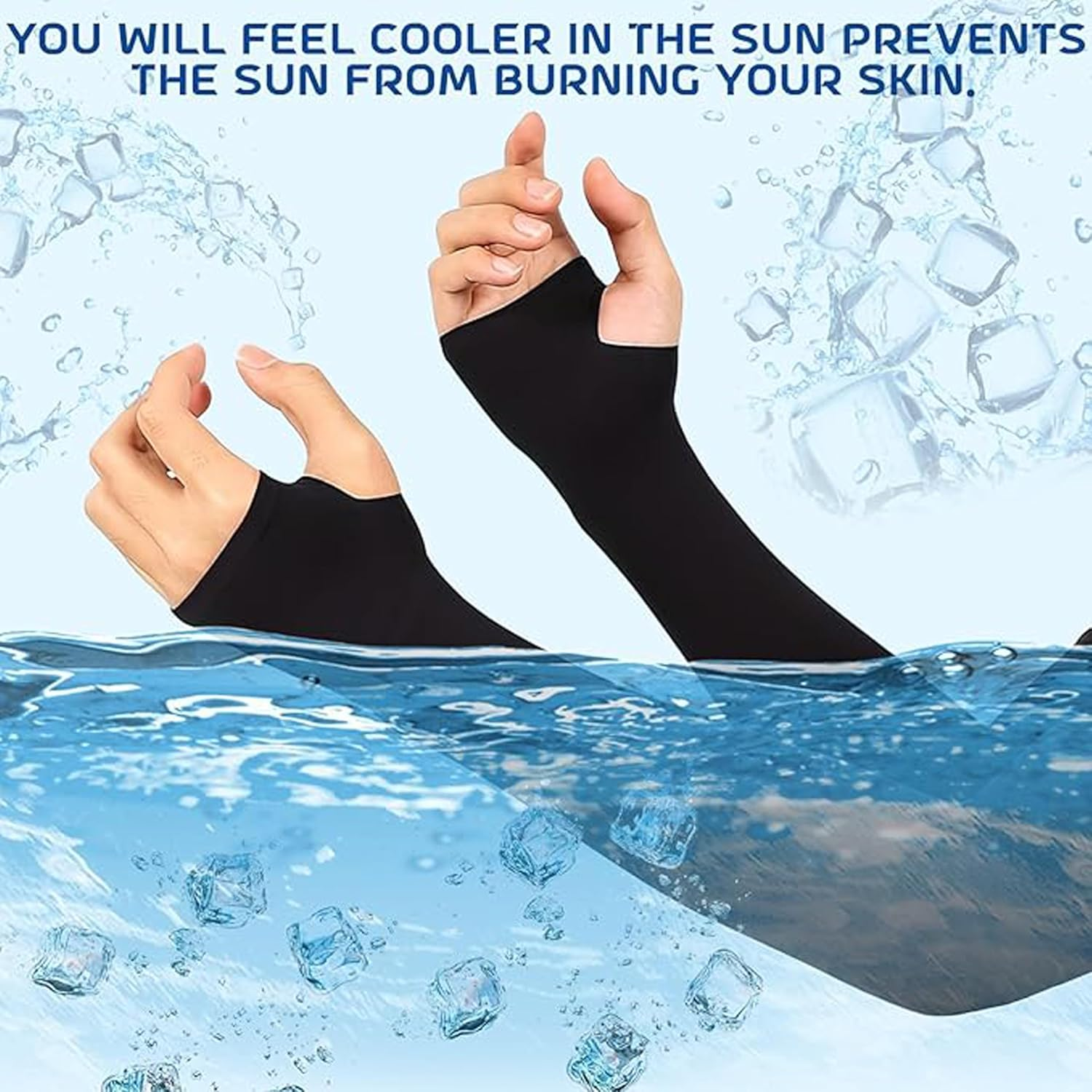 2Pcs Cooling Shawl Arm Sleeves,Cooling Sleeves Shawl Arm Covers,With Finger Holes UV Protection Arm Covers for Women Men Outdoor Sports,Golf,Outdoor Riding,Driving,Fishing, Black, Grey, Other image number 2