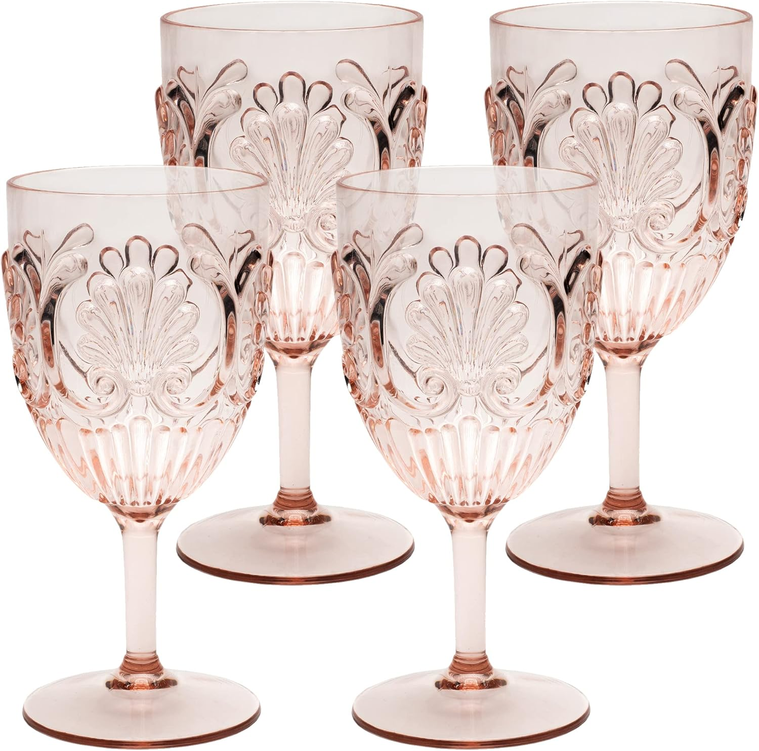 KOMOREBI Shatterproof Acrylic Wine Glasses - Unbreakable Plastic Goblets, Bpa-Free & Drop-Proof Glassware - Elegant Drinkware for Indoor & Outdoor Use - 14Oz, Set of 4 (Clear)