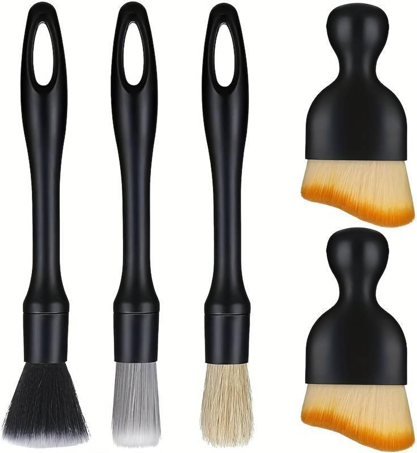 Mumoo Bear 5 Pieces Car Detail Brushes Interior Cleaning Brushes, 3 Soft Premium Detail Brushes and 2 Cleaning Lint Brushes for Cleaning the Interior and Exterior of Your Car