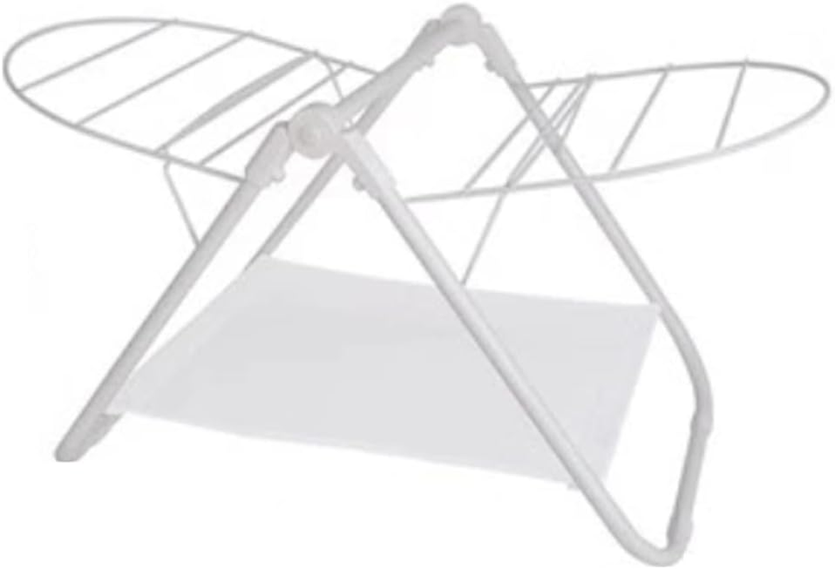GUDAJIN Compact Tabletop Airer Stand, Folding Winged Hanger Shelf, Dual-Level Laundry Tower for Undergarments, Facecloths, Indoor Washroom, Outdoor Patio, Space-Saving Portable Frame image number 3