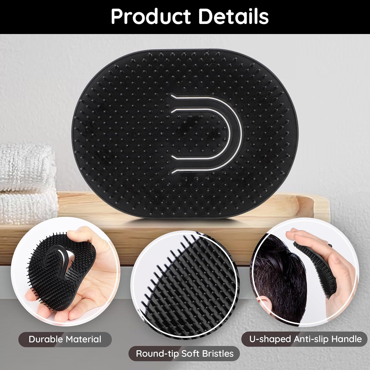 Segbeauty Portable Mens Pocket Brush, Shampoo Comb, Scalp Massager Hair Brush Beard Comb Palm Comb for Travel, Pet Grooming Brush Set Short Hair Dog Brush Cat Grooming image number 3