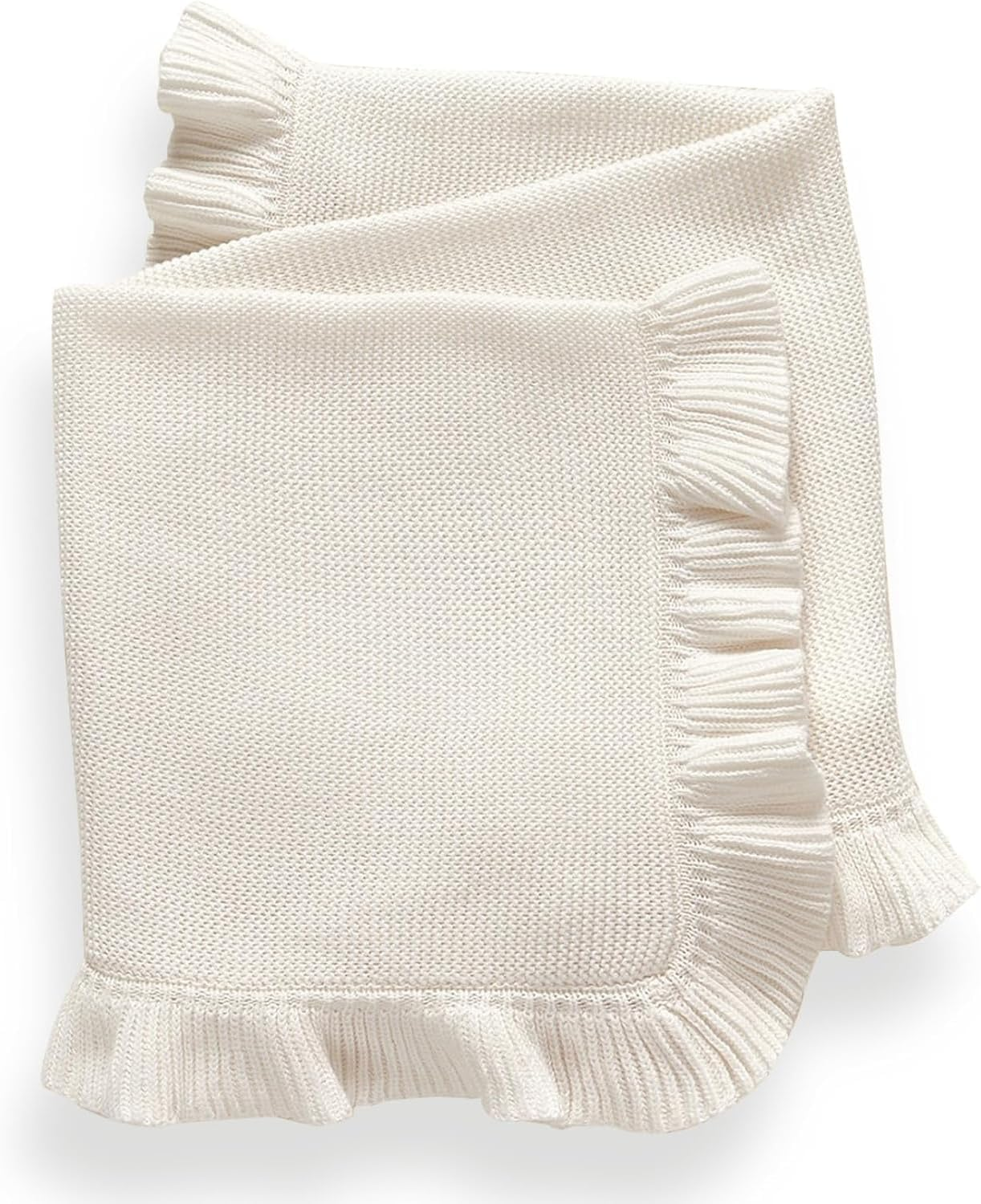 Knit Baby Blanket &ndash; 27.5"X35.4" Baby Blanket for Newborn Girl and Boy &ndash; Receiving Swaddle Blanket&ndash; Soft Knitted Baby Blanket &ndash; Baby Gifts for Baby Shower (White) image number 2