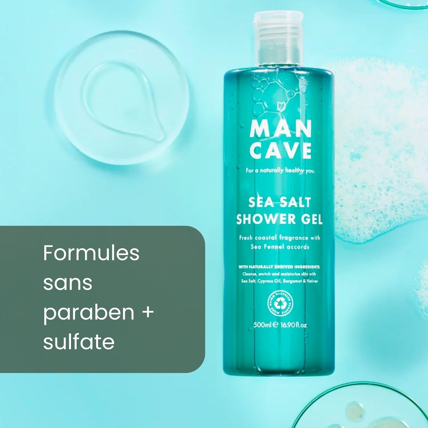 Mancave Men'S Shower Gel Gift Set, 4 X 500 Ml Natural Sulphate Free Shower Gel - Wild Mint, Lemon & Oak, Cedarwood and Sea Salt, Vegan, Cruelty Free - Made in the UK image number 6