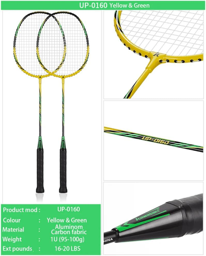 KW 2-Player Durable Badminton Racket Set Badminton Racquets Set with Shuttlecocks a Free Cover - Blue image number 3