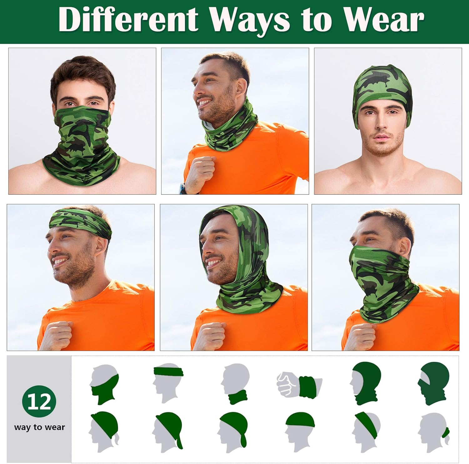 6 Pieces Summer Face Cover Scarf UV Protection Neck Gaiter Sunscreen Breathable Bandana - Classic Color image number 4