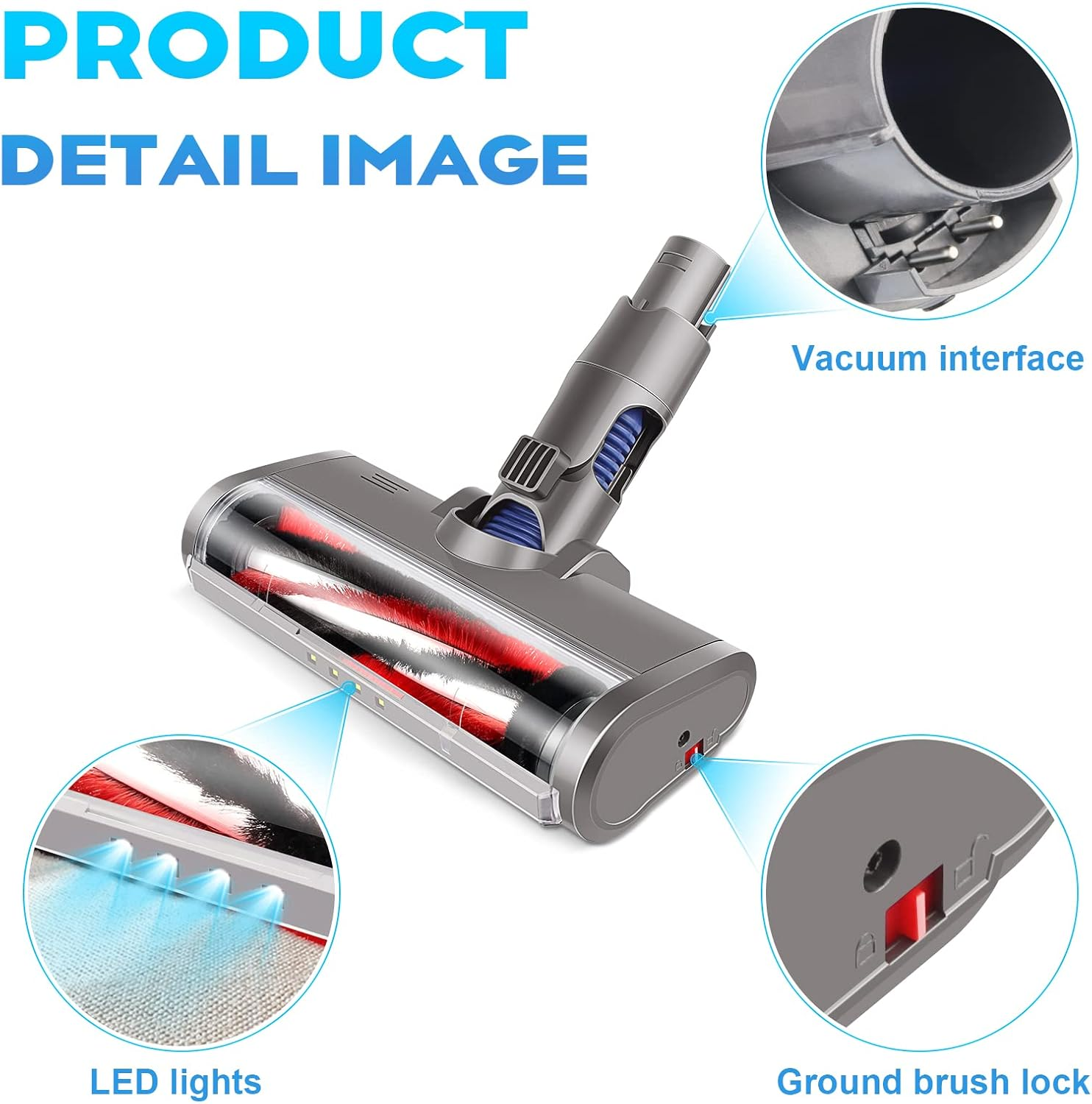Vacuum Cleaner Head for Dyson V6 Head DC58 DC61 DC62 DC74 V6 Absolute/Animal Fluffy Vacuum Cleaner Brush Specially Designed for Carpet Cleaning image number 5