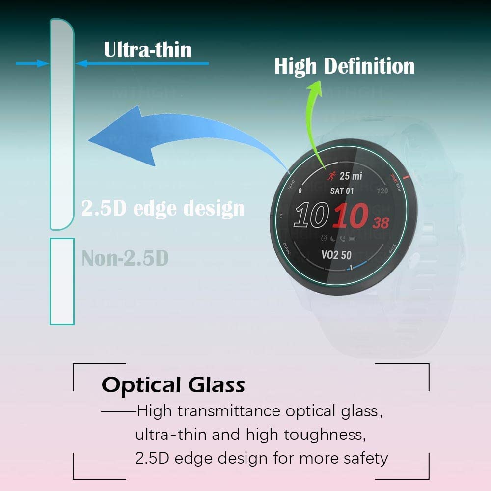 Screen Protector for Garmin Fenix 8-43Mm Sapphire Smartwatch [4 Pcs] + Anti-Dust Plugs 5Pcs, MTHGH Tempered Glass 9H Hardness Anti-Scratch Bubble Free Film Ultra-Thin Protective Cover