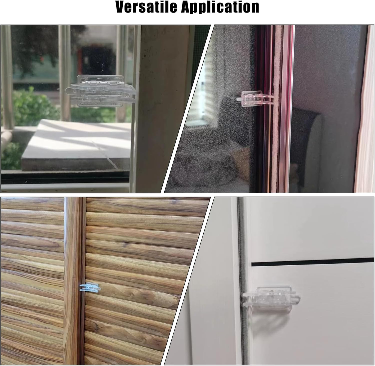 Child Proof Sliding Door Lock 4 Pack Self Adhesive Sliding Door Lock for Child Safety Butterfly Sliding Window Lock for Windows, Closet Doors, Cabinet Doors image number 4