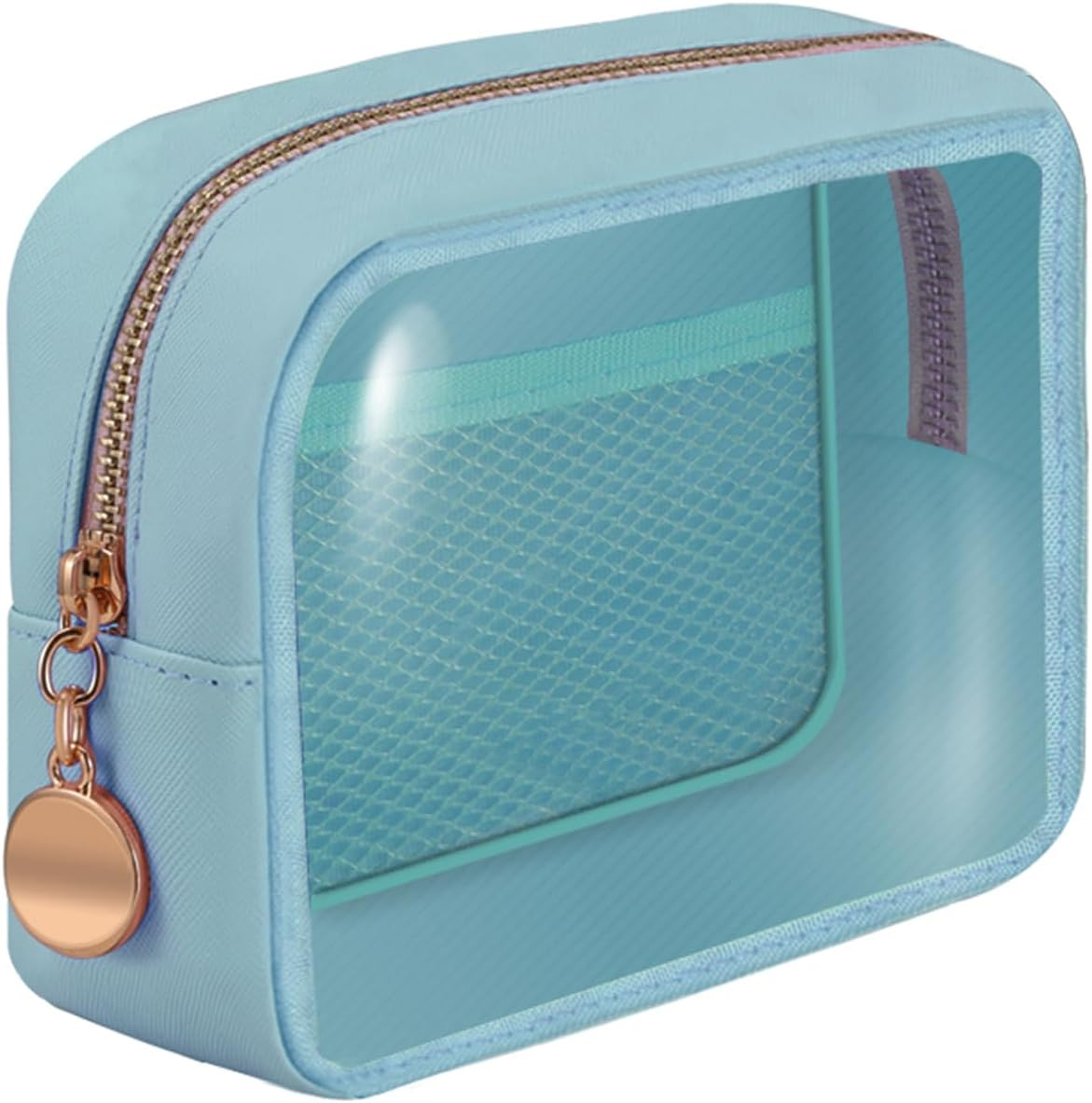 CHICREEN Clear Makeup Bags Set,Clear Toiletry Bags,Initial Clear Purse,Personalized Clear Gift Bags,Make up Pouches,Tsa Approved Clear Organizer,Gifts for Teen Girls&Women, Pearl White (1 Mini), M