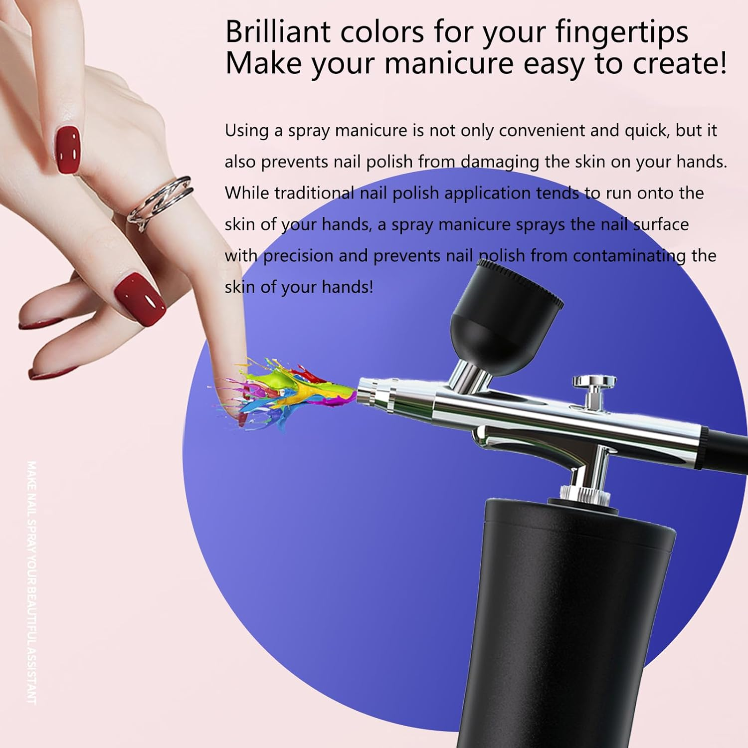Roseflower Cordless Airbrush Kit with Compressor, Mini Portable Makeup Airbrush Set, USB Rechargeable Air Brush Kit for Nail Art, Makeup, Cake Decoration, Painting, Deep Moisturizing Face Spa#Black image number 2
