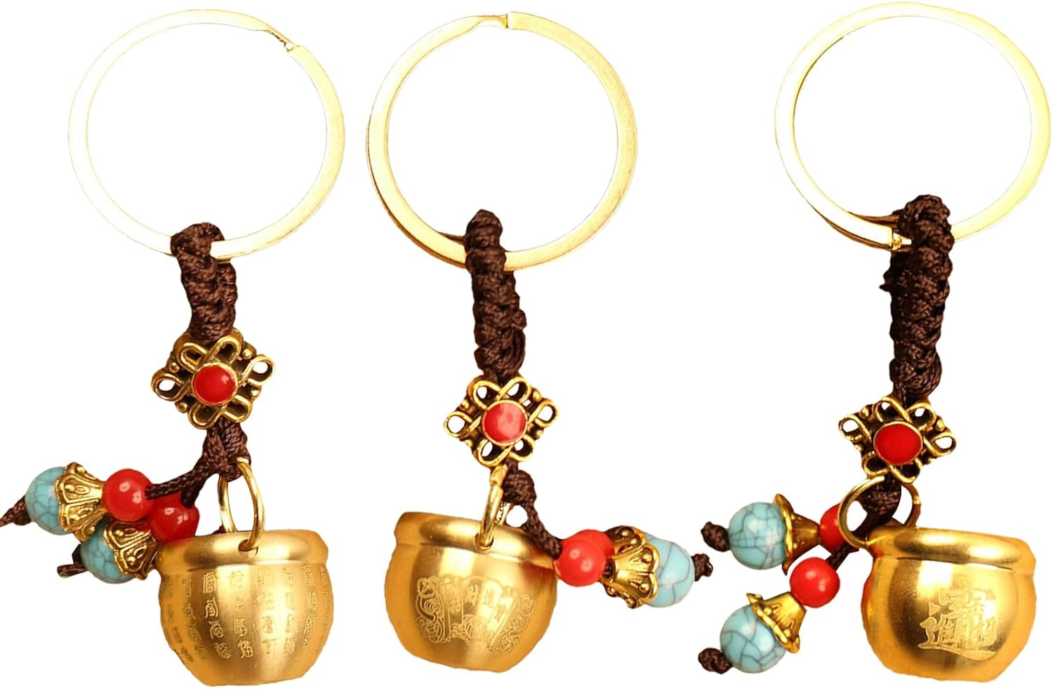 Jvjggag Vintage Keychain - Retro Brass Keyring Charm | Antique Style Brass Accessory with Classic Finish, Decorative Pendant in Backpack Wallet Car Keys Present for Children and Adult image number 6