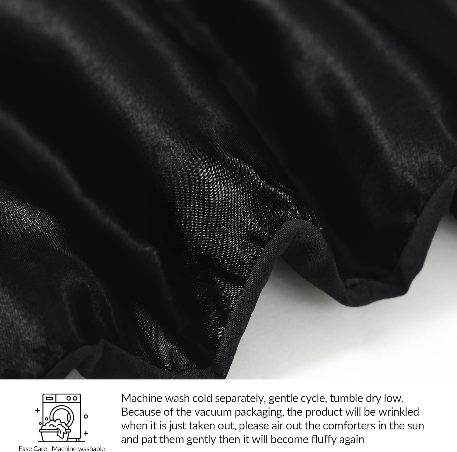 Whale Flotilla 3-Piece Reversible Silky Soft King Size Comforter Bedding Set, Luxurious Satin Comforters Oversized with 2 Satin Pillowcases, Lightweight Duvet for All Seasons, Black image number 7