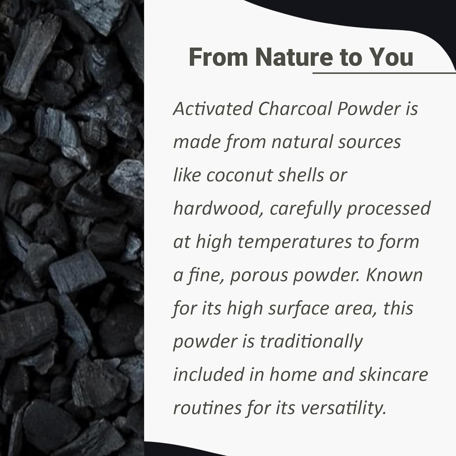 Mi Nature Activated Charcoal Powder | 227G(8Oz) | Pure & Natural | DIY Exfoliating Scrub, Face Mask & Teeth Powder | Herbal Cosmetic Use |For Homemade Use image number 2