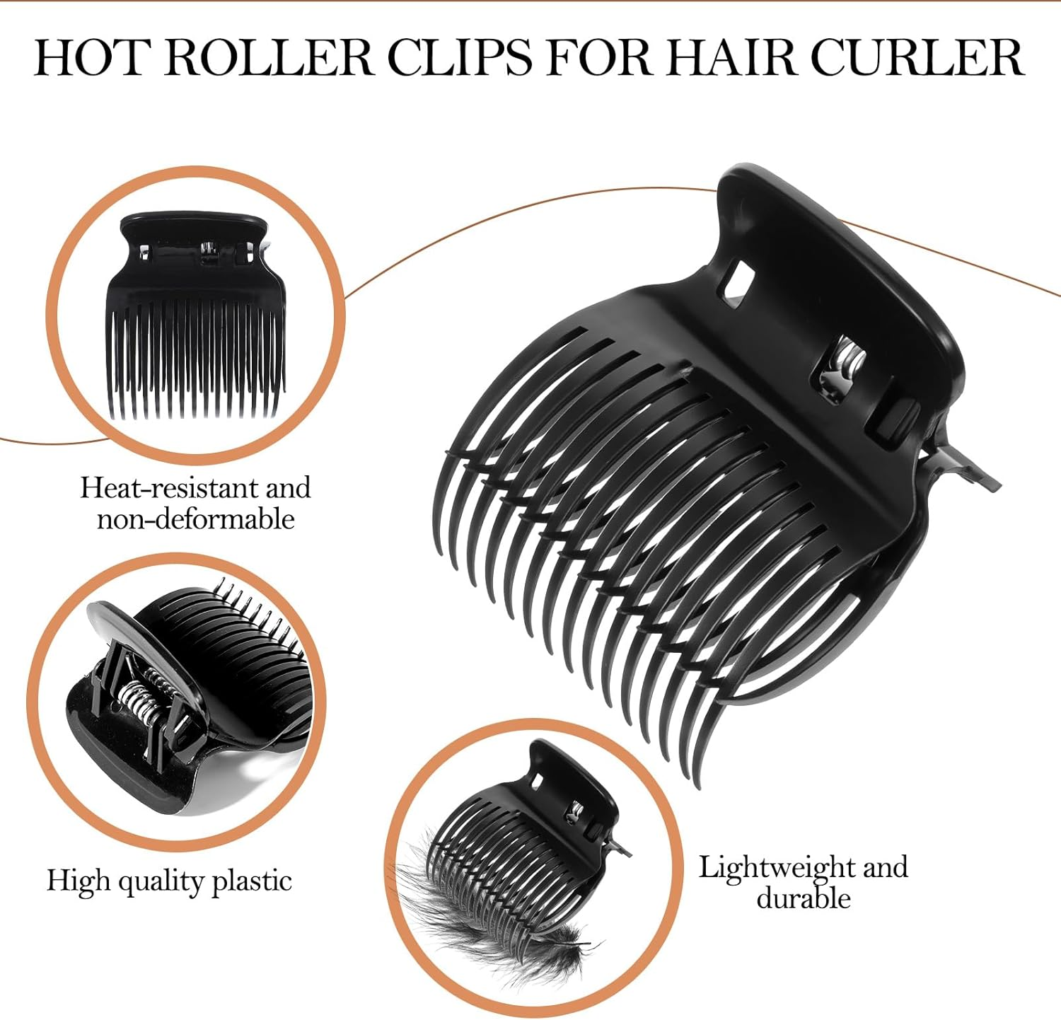 YUXIANLB Pack of 12 Hot Curler Clips Plastic Hair Curler Claw Clips Replacement for Styling Hair Parts in Women Black Lightweight Accessories for Daily Care and Styling image number 6
