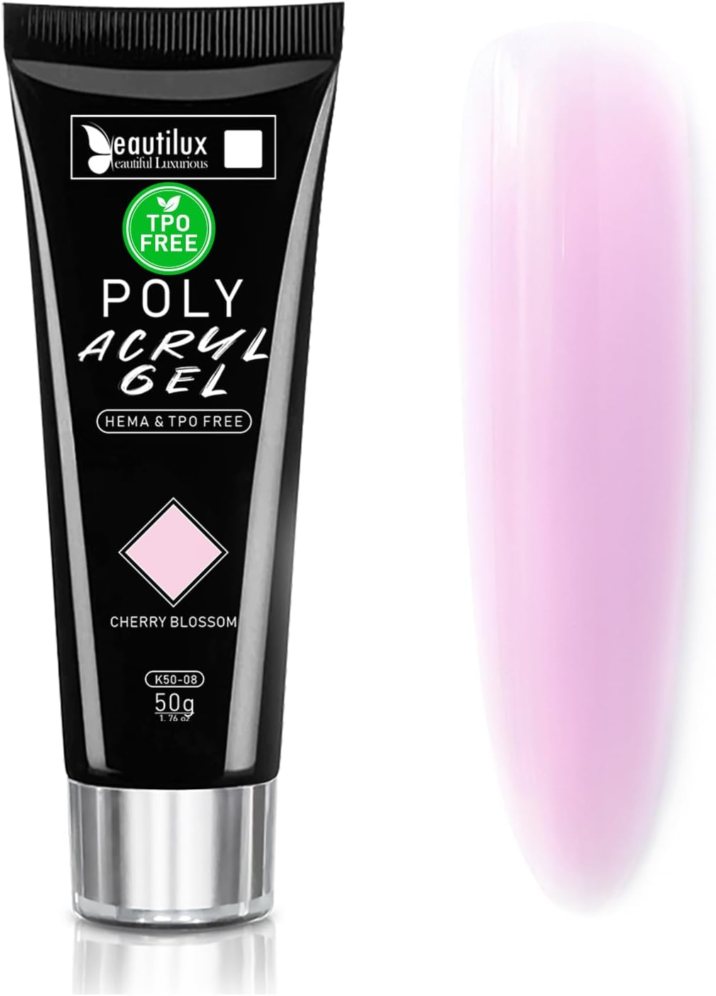 Beautilux Acrylic Gel for Nails - Pink, Long Lasting Nail Art, Quick Extension, Natural Look, UV Gel for Starters - 50 Ml