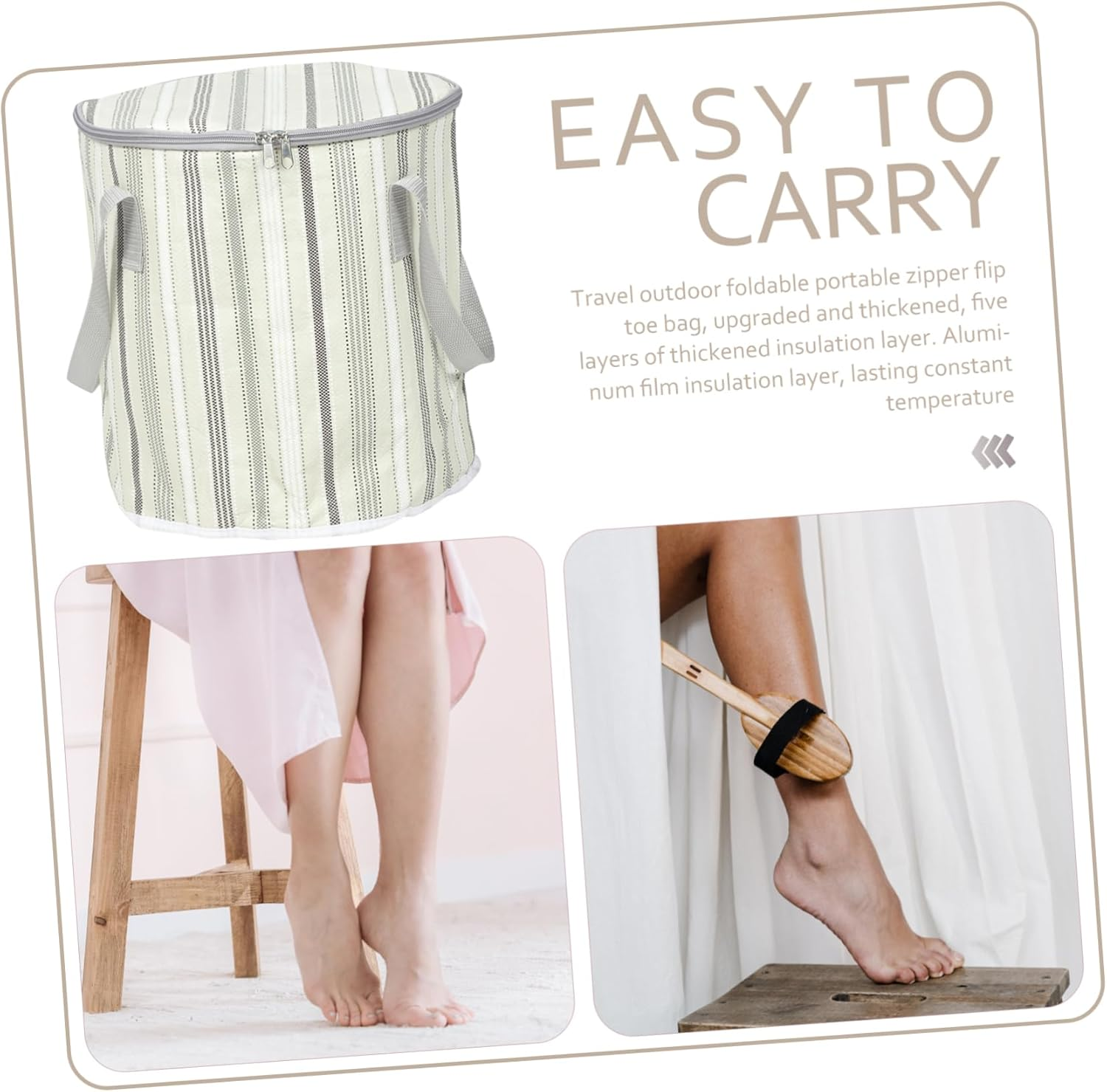 WOONEKY Travel Foot Soaking Tool Convenient Folding Water Bag Home Foot Basin Heat-Preservation Feature image number 3