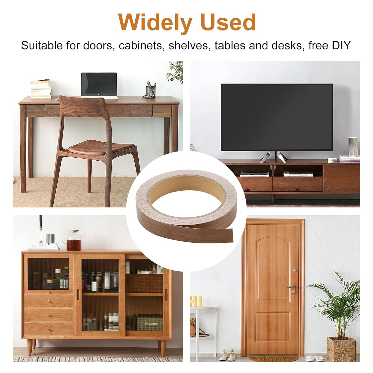 18Mm X 10M Walnut Edging Tape Self-Adhesive Melamine Veneer Edge Banding No Ironing Needed for Worktops Furniture & MDF Panels Heavy Duty Wood Repair Tape 10M Roll Long Brown image number 6