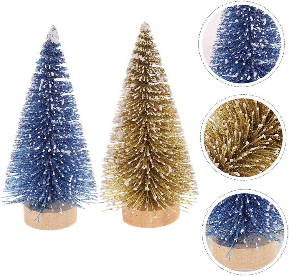 Ciieeo 8Pcs Mini Christmas Trees Wooden Base Artificial Xmas Pine Tree Decor for Tabletop Indoor Holiday Decoration for Parties and Festive Displays image number 5