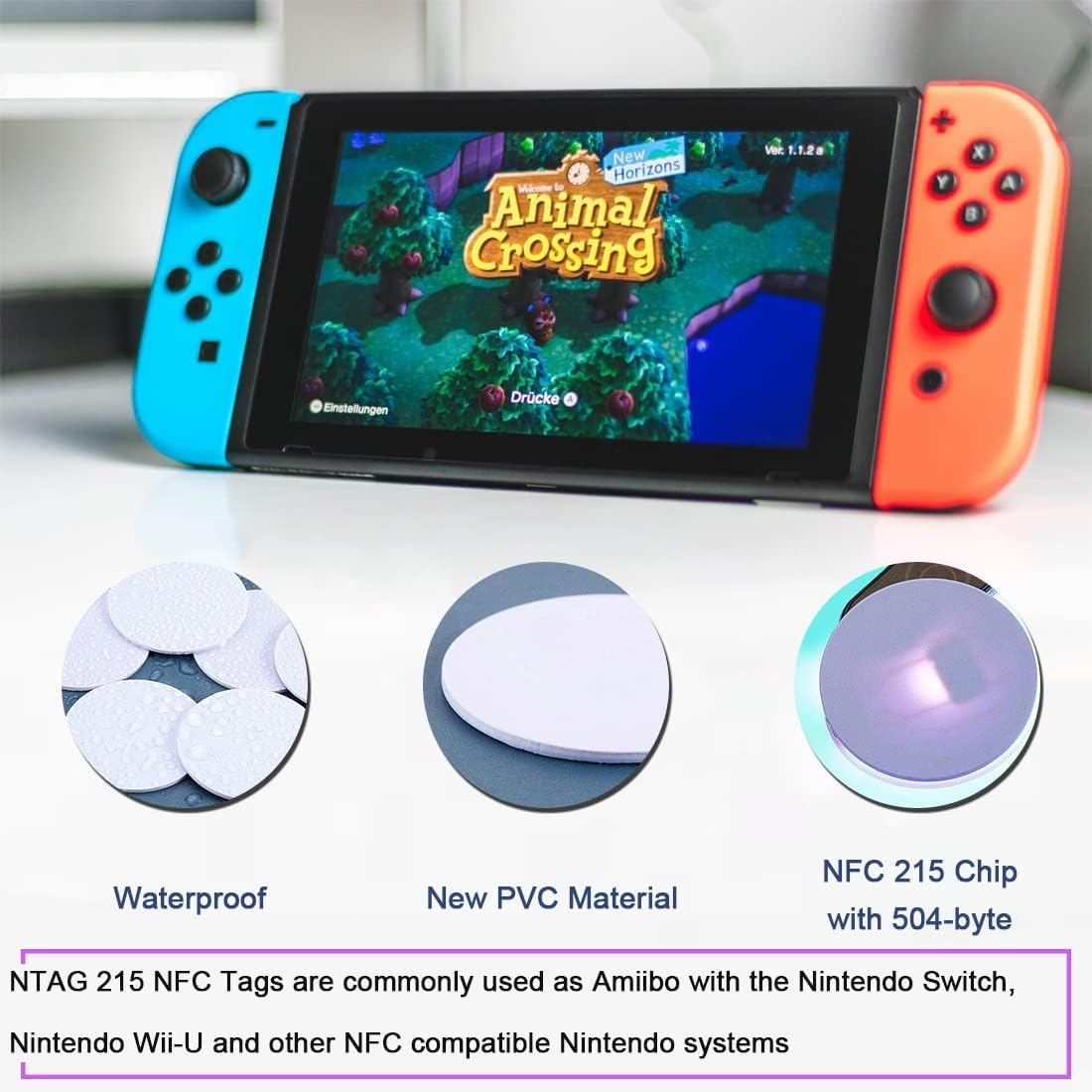 NFC Cards NTAG215, 40 Pack, 25Mm round PVC Tags, Compatible with Tagmo Amiibo and NFC Enabled Devices image number 2