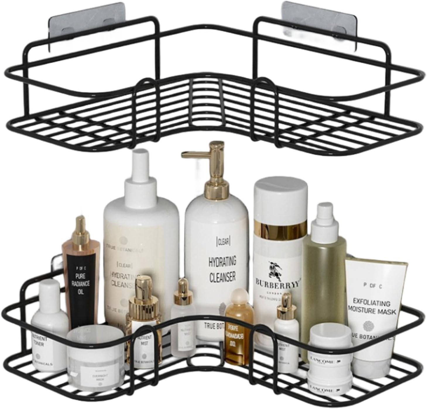 Generic 2 Pack L-Shape Stainless Steel Corner Shelf, 2 Shelves, 15 Pounds Weight Capacity, Rust Proof, Scratch Resistant, Adhesive Mount, Self Adhesive, Bathroom Toiletries Organizer image number 6