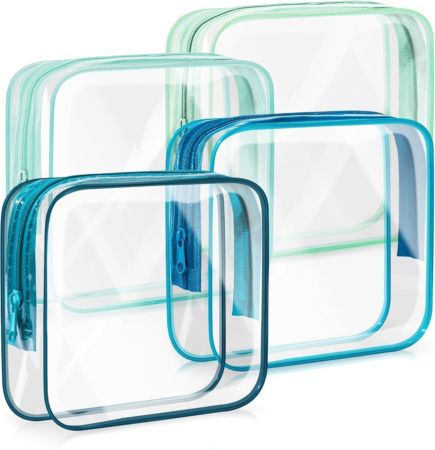 Gemice TSA Approved Toiletry Bag, 4 Pack Cosmetic Bag Clear Toiletry Bag Quark Size, Travel Essentials Water Repellent Travel Makeup Bags for Women Men, Carry on Airport Airline Compliant Bag (Blue)