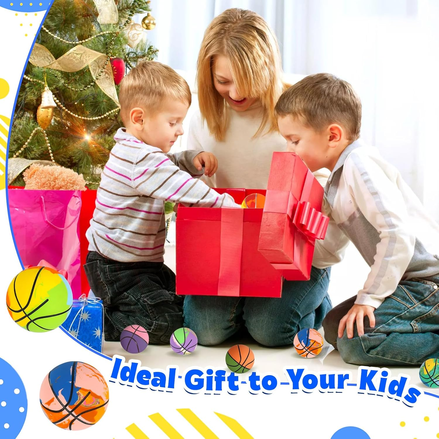 ZCOINS 16 Pcs Rubber Bouncy Balls Handballs Bulk for Kids, 6CM Mini Basketball Bouncy Hand Balls for Kids Party Favors, Party Bag Fillers, Outdoor Playground Game Activities, Children Gifts image number 3