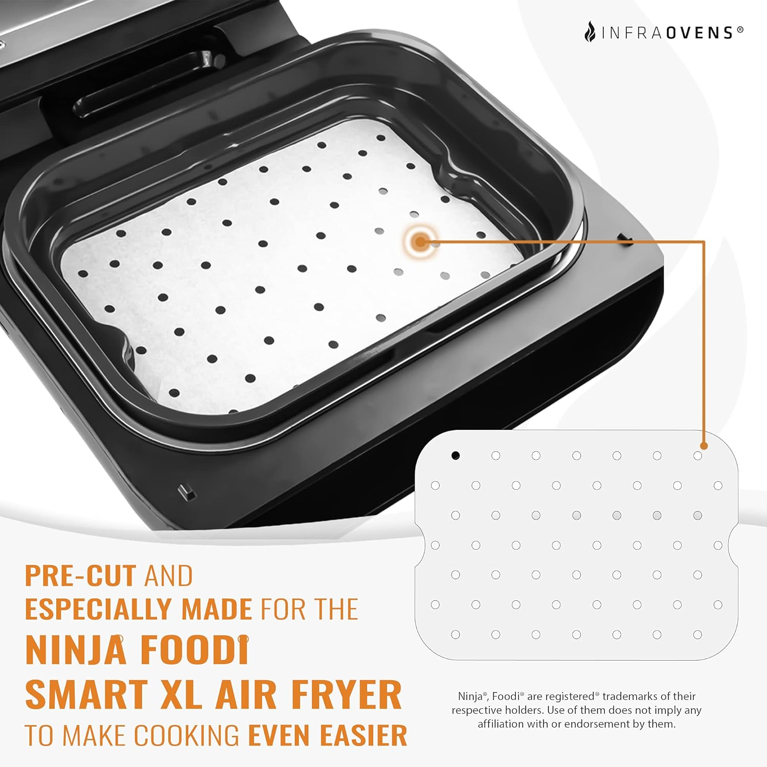 INFRAOVENS Air Fryer Parchment Paper Liners for Ninja Foodi XL Smart FG551 6-In-1 Indoor Grill, Ninja Foodi Accessories, Air Fryer Liners and Reusable Heat Resistant Mat, Air Fryer Accessories By