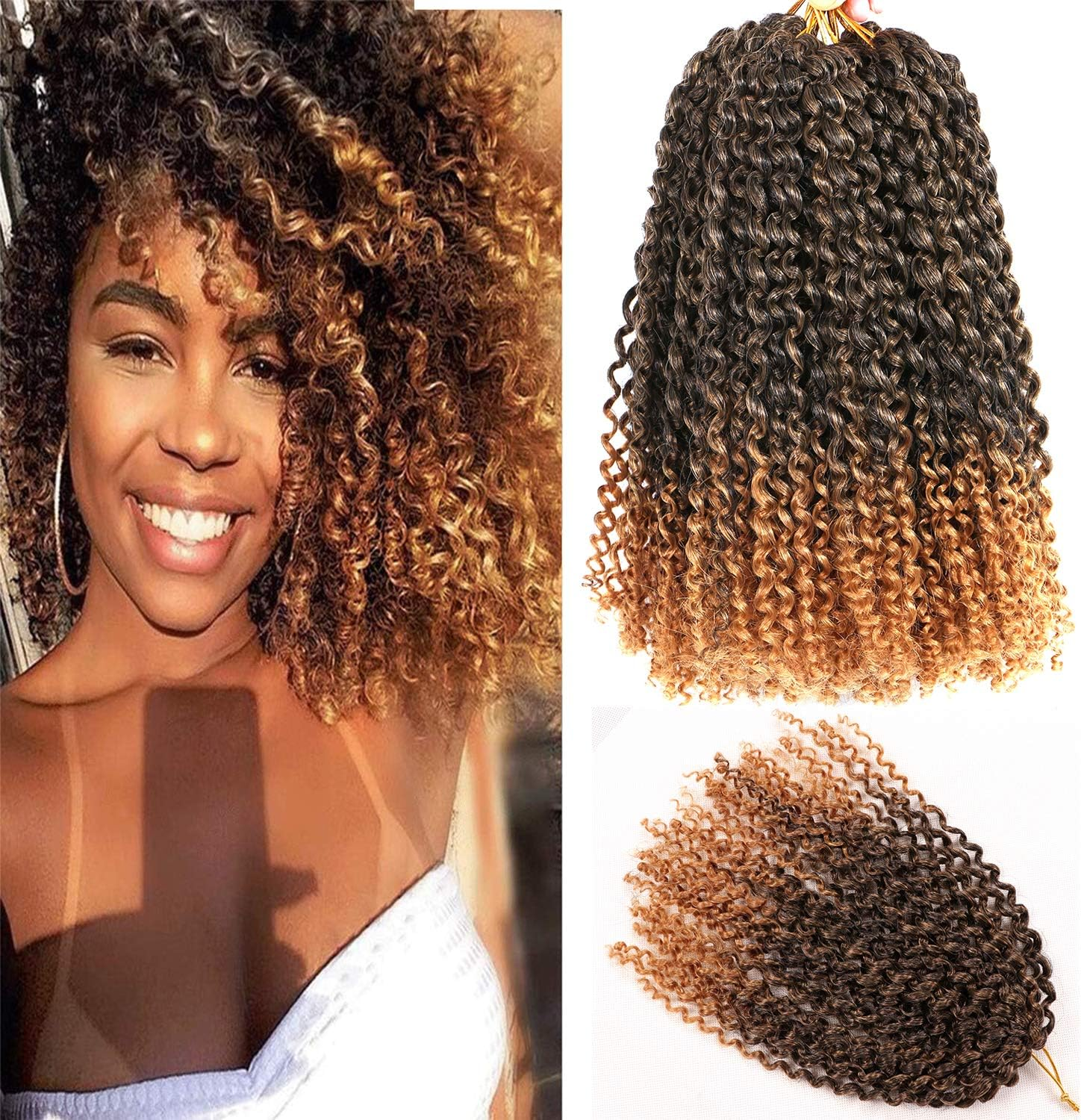 12 Inch Short Passion Twist Hair 8 Bundles Kinky Curly Marlybob Crochet Hair for Black Women (8Bundles12 Inch, 1B#)