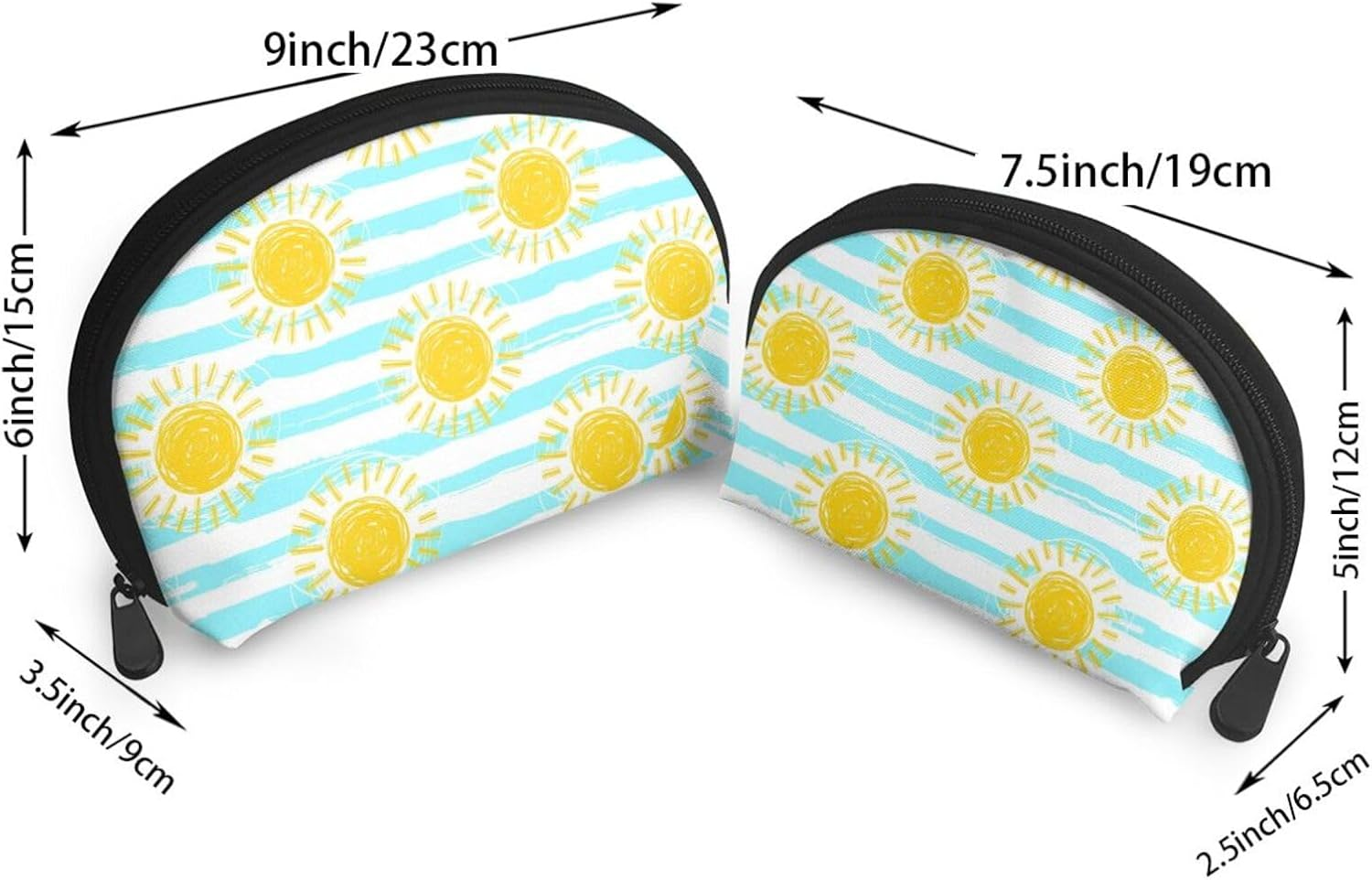 Cozimangoe Coin Pouch Makeup Bags Set, 2 Piece Shell Shape Cosmetic Bag with Pockets for Daily Travel Handbag Lipstick Keys Toiletry, Personalized Cartoon Sun image number 6