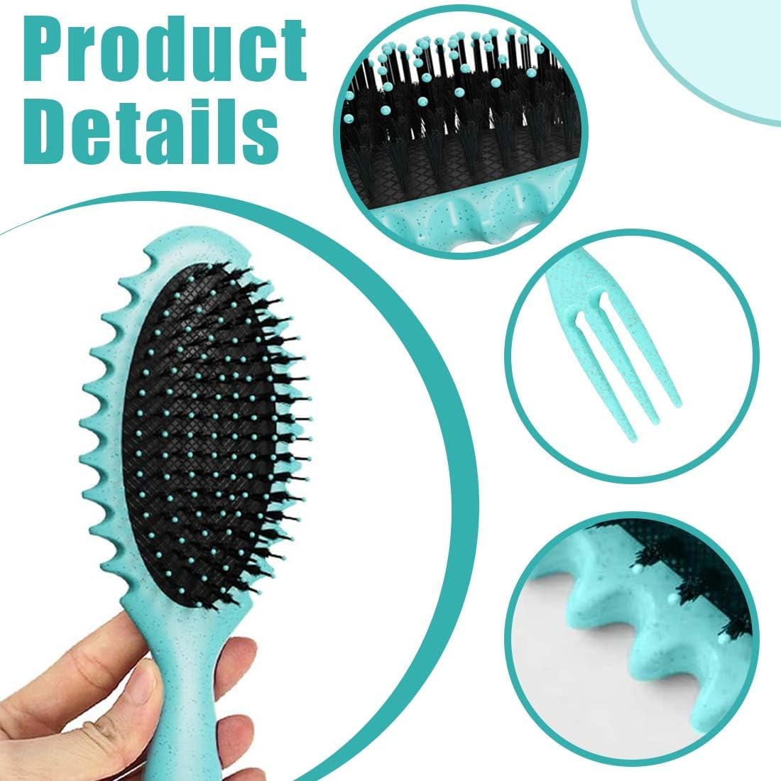 GXGM 1 X Brush Curl, Curl Hair Brush, Curl Define Styling Brush, Curling Brush, Define Styling Brush, Bouncy Curl Brush for Detangling, Shaping and Defining, Green, Black, A image number 6