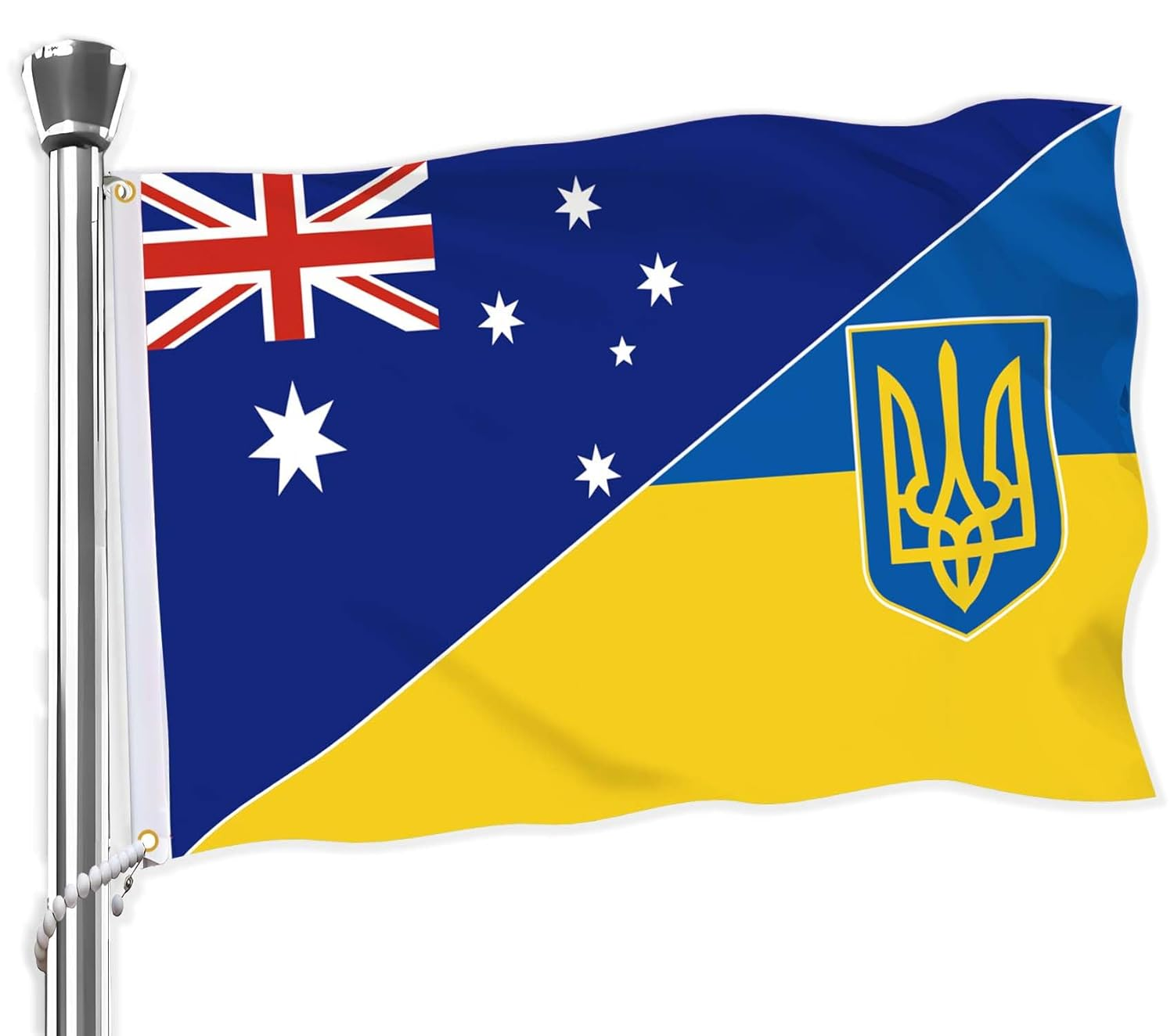 Ukraine Flag,3X5 FT Ukrainian Flag,36X60 Inch Large Digitial Double-Printed Durable 150D Thick Polyester Decorations with 2 Brass Grommet image number 2