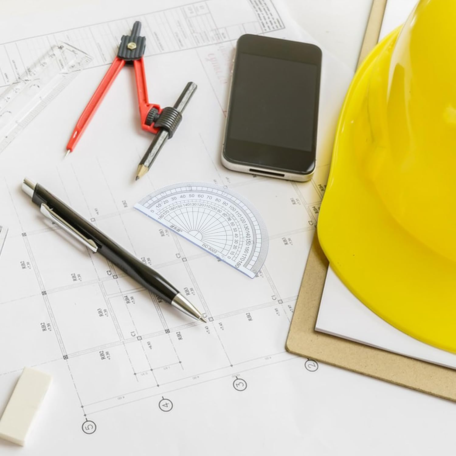 TEHAUX 20Pcs Plastic Protractor, 180 Degrees, 4 Inch, Clear Math Protractors for Angle Measurement, Geometry Protractor School Office Student Tool image number 6