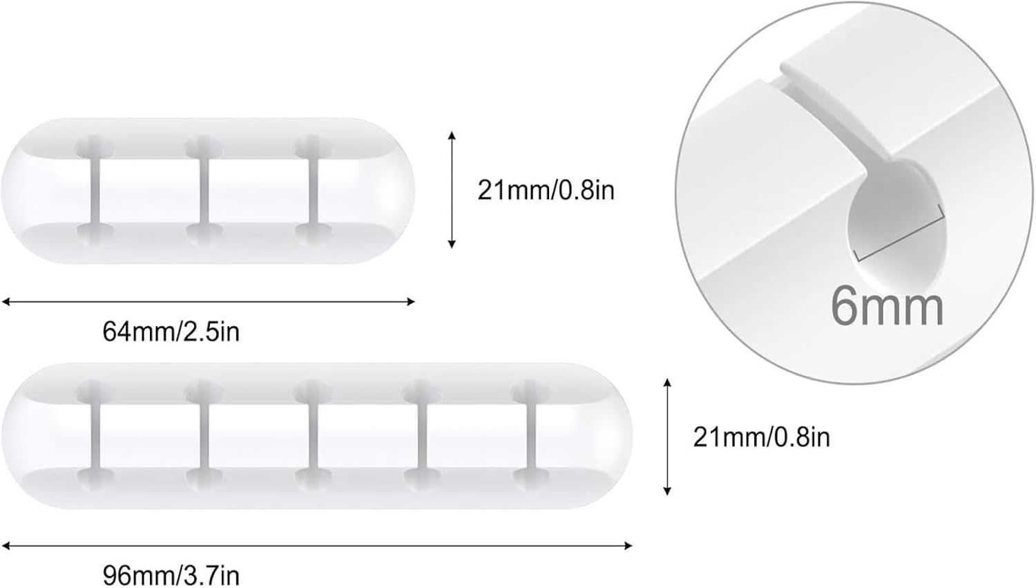 White Cable Clips, Cord Organizer Cable Management, Cable Organizers USB Cable Holder Wire Organizer Cord Clips, 3 Packs Cord Holder for Desk Car Home and Office (5,5, 3 Slots) image number 4