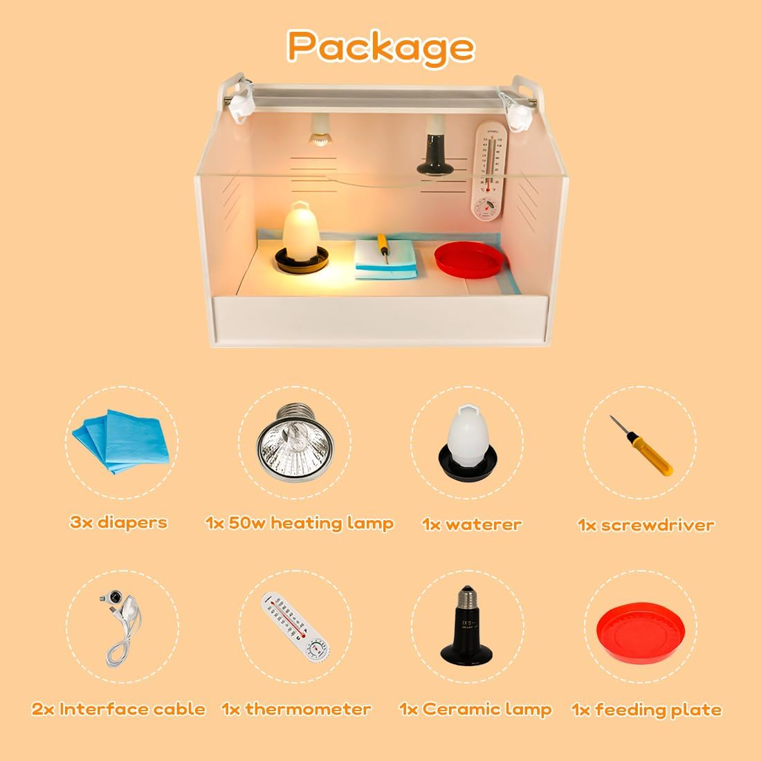 Heater Breeding Box Brooder for Poultry/Reptile/Parrots with Heating Lamp, Warms up to 20 Newborns Chicken, 48 Cm L X 30 Cm D X 32 Cm H (M) image number 5