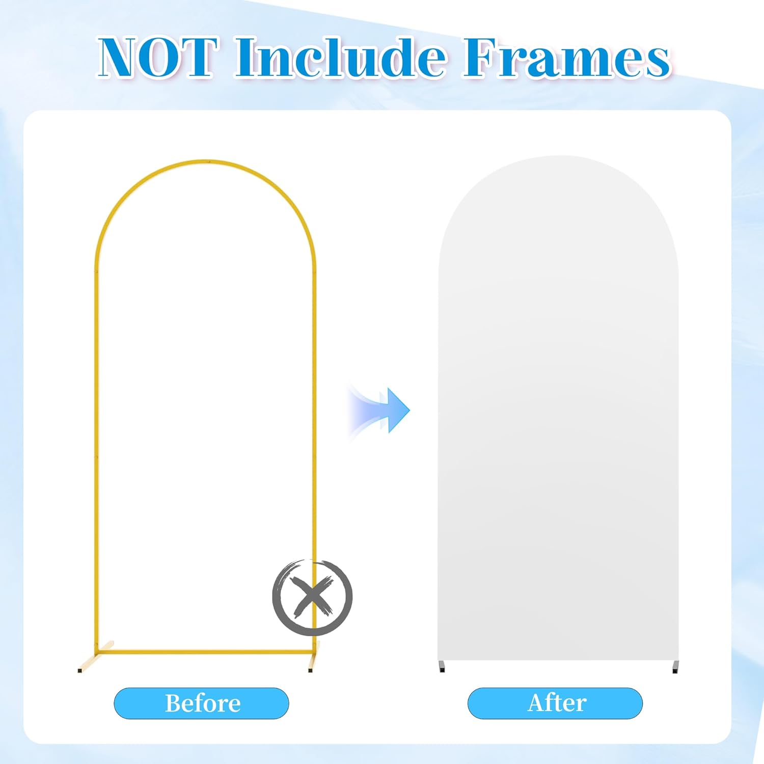 MEKOTRIN 3Pcs Arch Cover High Elasticity Thicken Polyurethane Fiber Milk Silk Fade Proof for Wedding Parties (White) image number 5