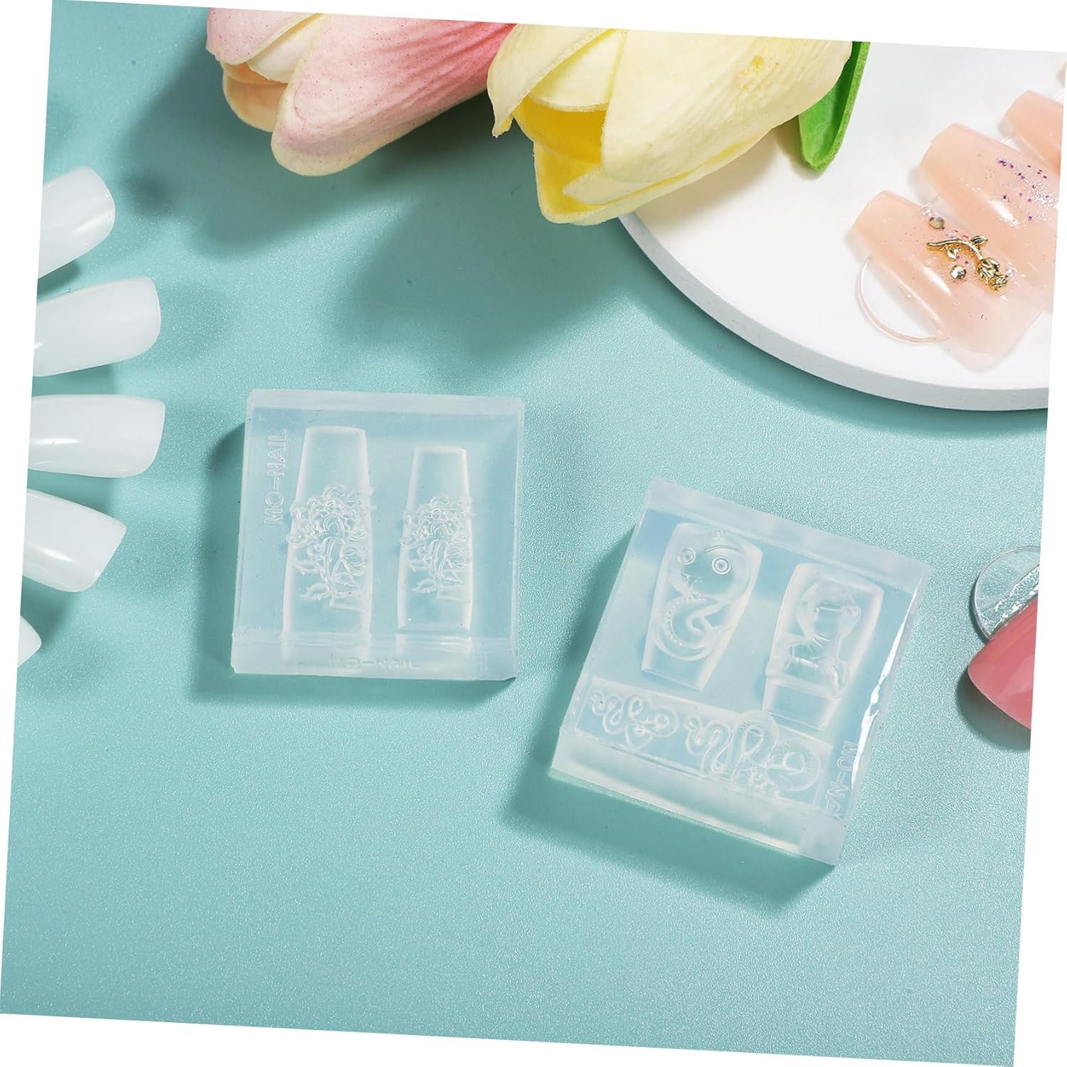 BIUDECO 2 Pcs Silicone Nail Decor Mold for Manicure Embossed Design Template for DIY Nail Decoration Versatile Unique Chinese Style Patterns image number 1