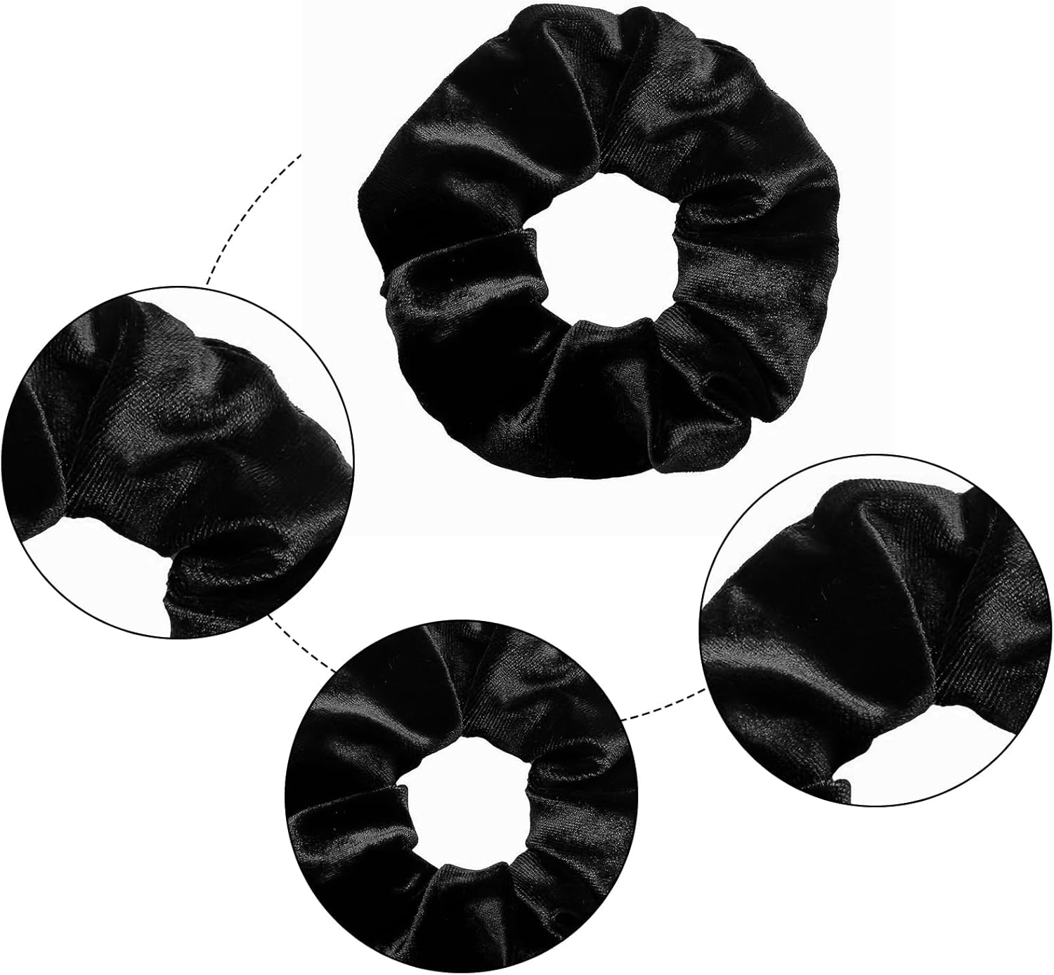 Pack of 2 Black Hair Bobbles, Women'S Velvet, Elastic Women'S Soft Scrunchies, Strong Hold Scrunchies, Black Ponytail, Scrunchies Hair Scrunchies, for Stylish Women and Girls, Curly