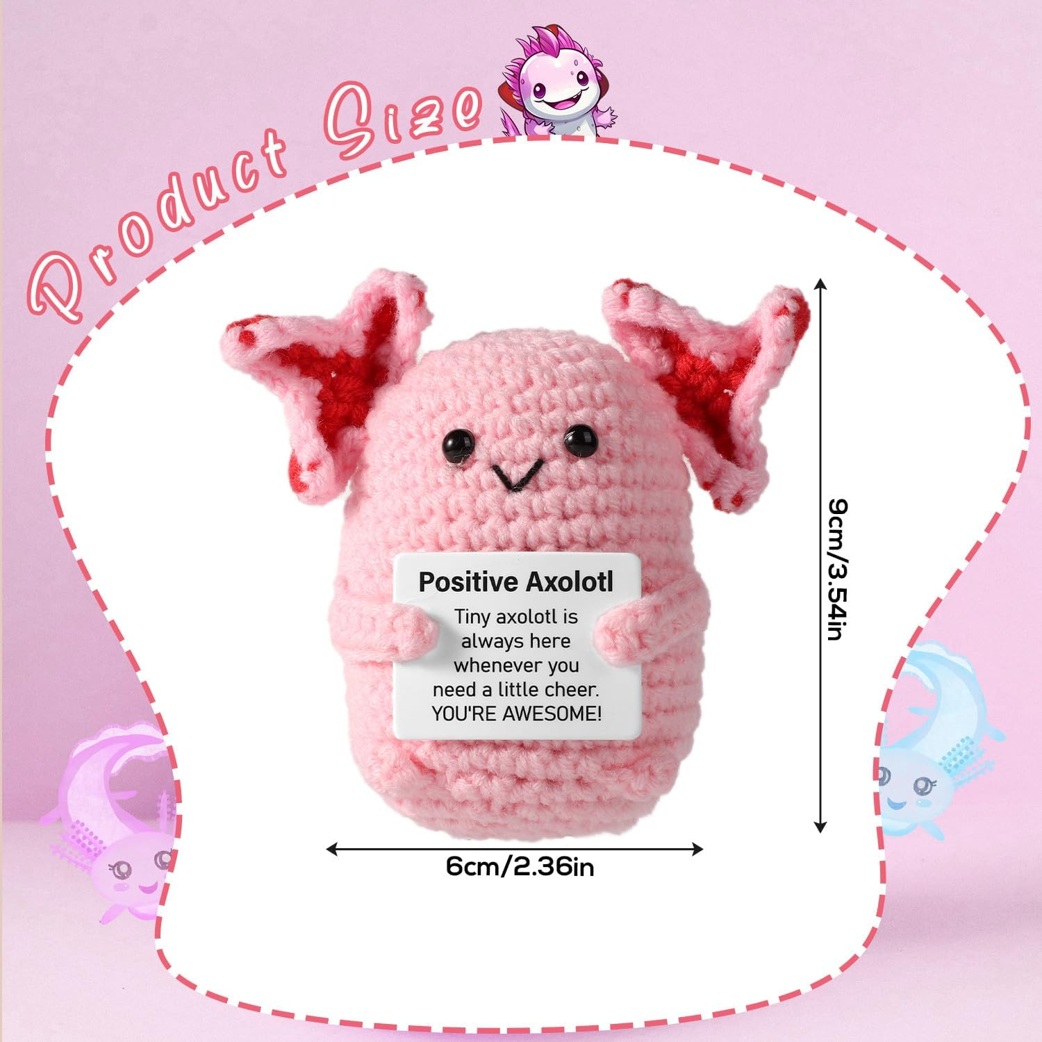 TOYMIS Axolotl Crochet Toy, Crochet Kit Soft Support Doll Axolotl Crochet Toy Uplifting Toy Knitting Toy Office Party Decorations Gifts (Pink) - Blue image number 4