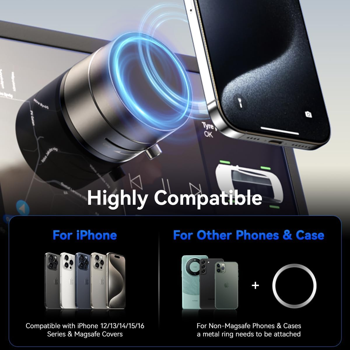 Phone Holders for Your Car, Foldable Car Phone Holder Mount for Dashboard, 360&deg; Rotatable Magnetic Phone Holder for Car, Magnetic Car Mount for Iphone All Cell Phones image number 2