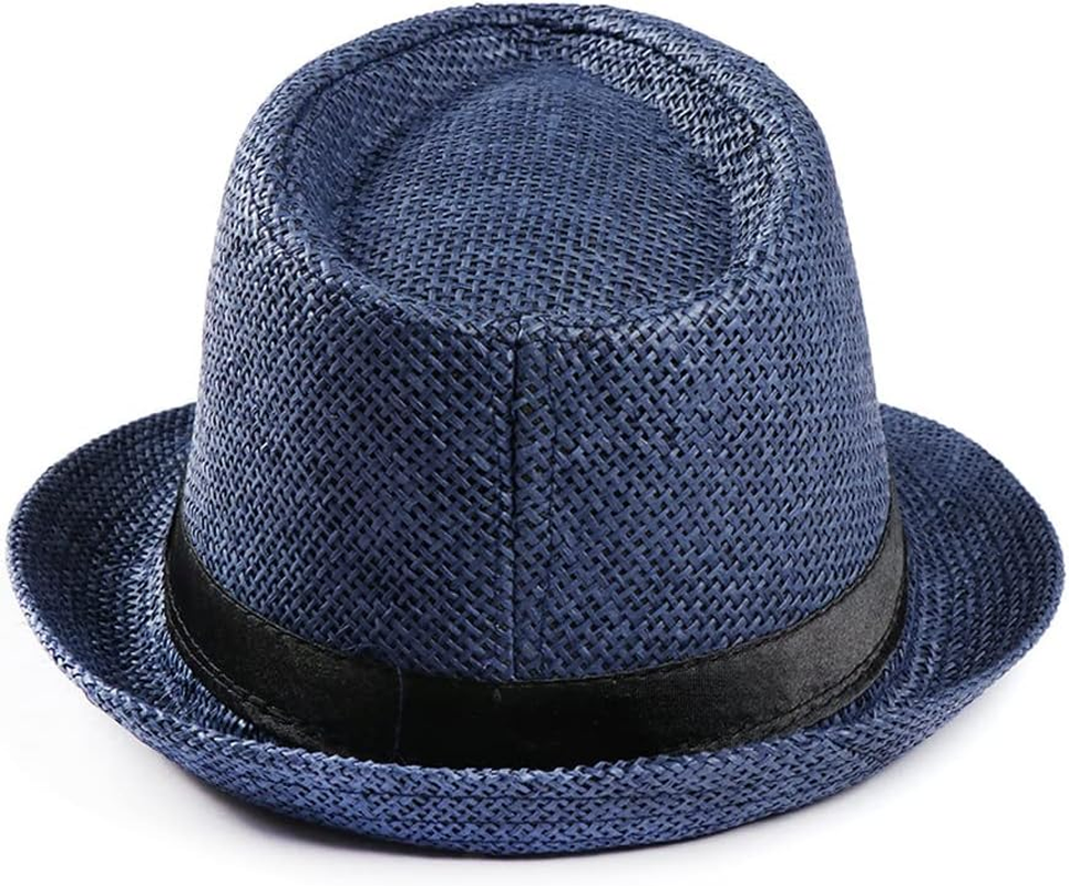 BIGTEDDY Unisex Hat Men Women for Fedora Trilby Wide Brim Straw Cap Beach Sun Gentleman Black