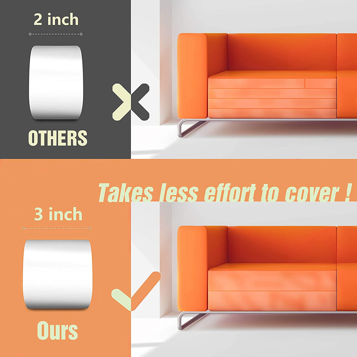 Karaseno anti Cat Scratch Tape, 3 Inches X 30 Yards Cat Training Tape, 100% Transparent Clear Double Sided Scratch Deterrent Furniture Protector for Couch, Carpet, Doors, Pet & Kid Safe image number 6