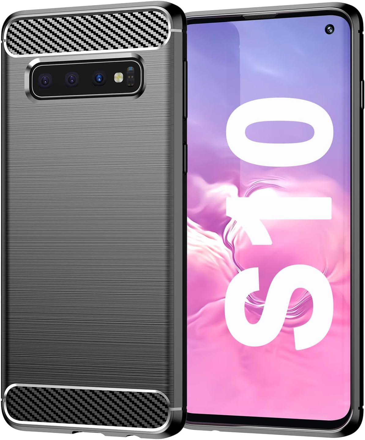 HEYUS for Samsung Galaxy S10 Case, Protective Carbon Fiber Case Cover Compatible with Samsung Galaxy S10 Lightweight Ultra Thin Slim