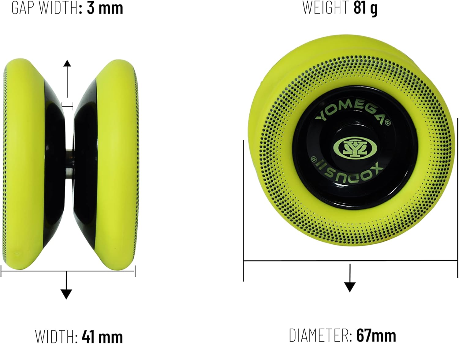 Yomega Xodus II Yoyo&ldquo; Includes Roller Bearing Technology, Rubber Rims and Wing Shape Design &ldquo; Professional Responsive Yoyos Intermediate Level Play (Yellow) image number 2