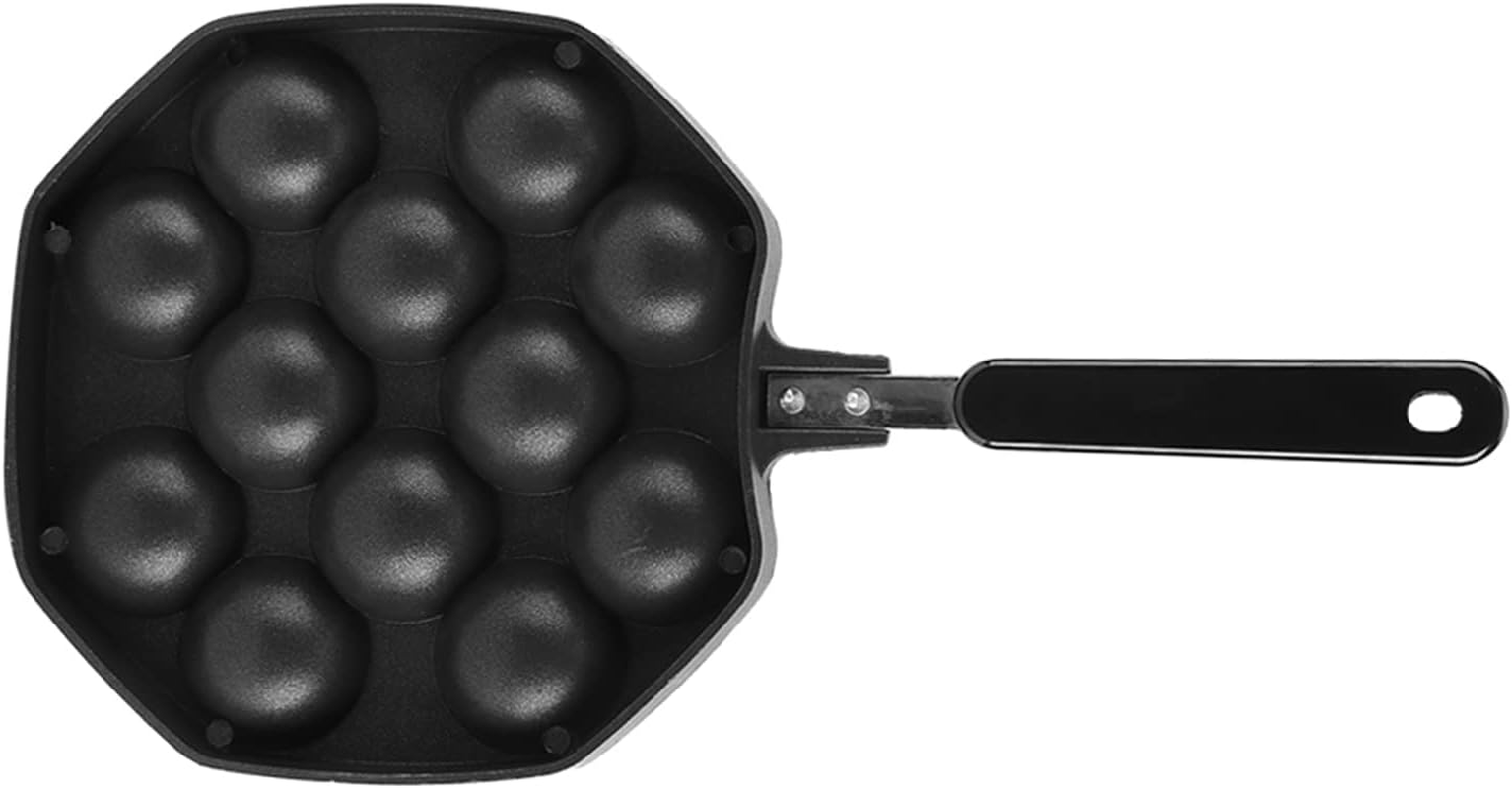 QANYEGN 12 Cavity Takoyaki Pan, Non Stick Aluminum Takoyaki Skillet, Squid Ball Pancake Maker Baking Cooking Tool image number 6