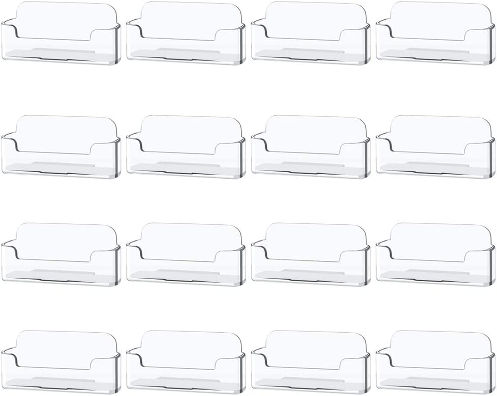 16 Pack Clear Desktop Business Card Holder Display, Plastic Business Card Stand for Office image number 3
