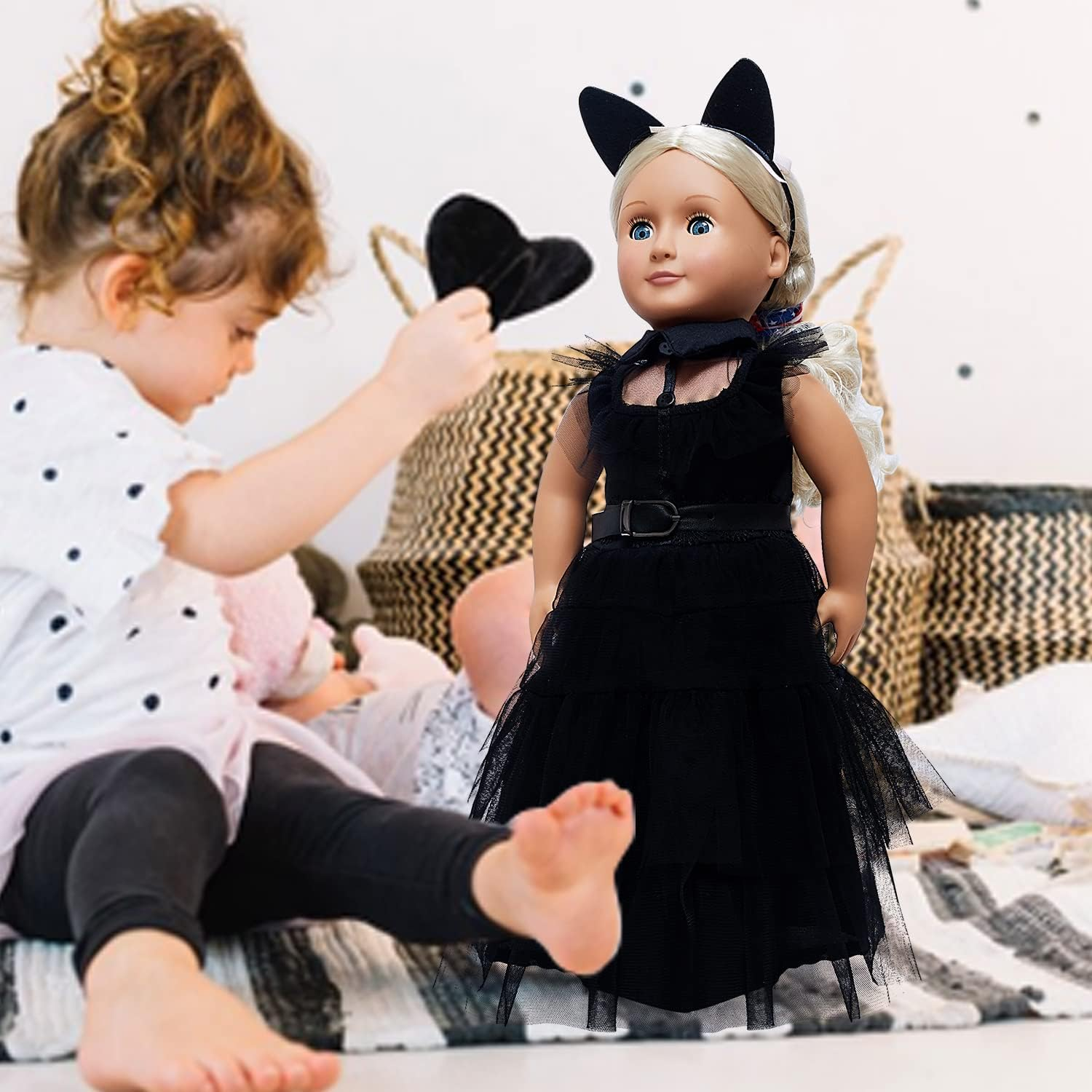 FEAYEA 18 Inch Doll Clothes , Black Family Costumes Party Dress Fits 18 Inch Girl Doll Clothes image number 3