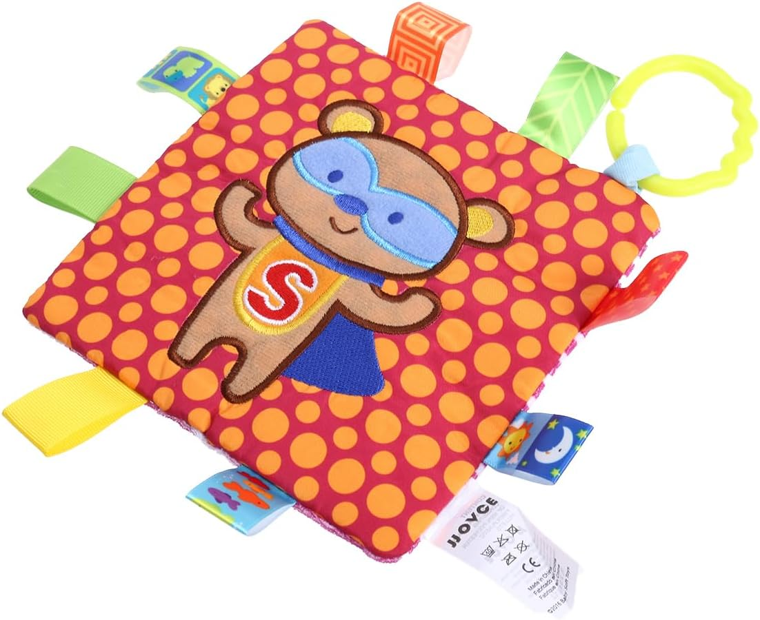 SAFIGLE Teething Toys Soft Crinkle Bear Sensory Blanket Infant Soothing Towel with Stroller Car Seat Attachment for Newborns 0-6 Months - Butterfly image number 4