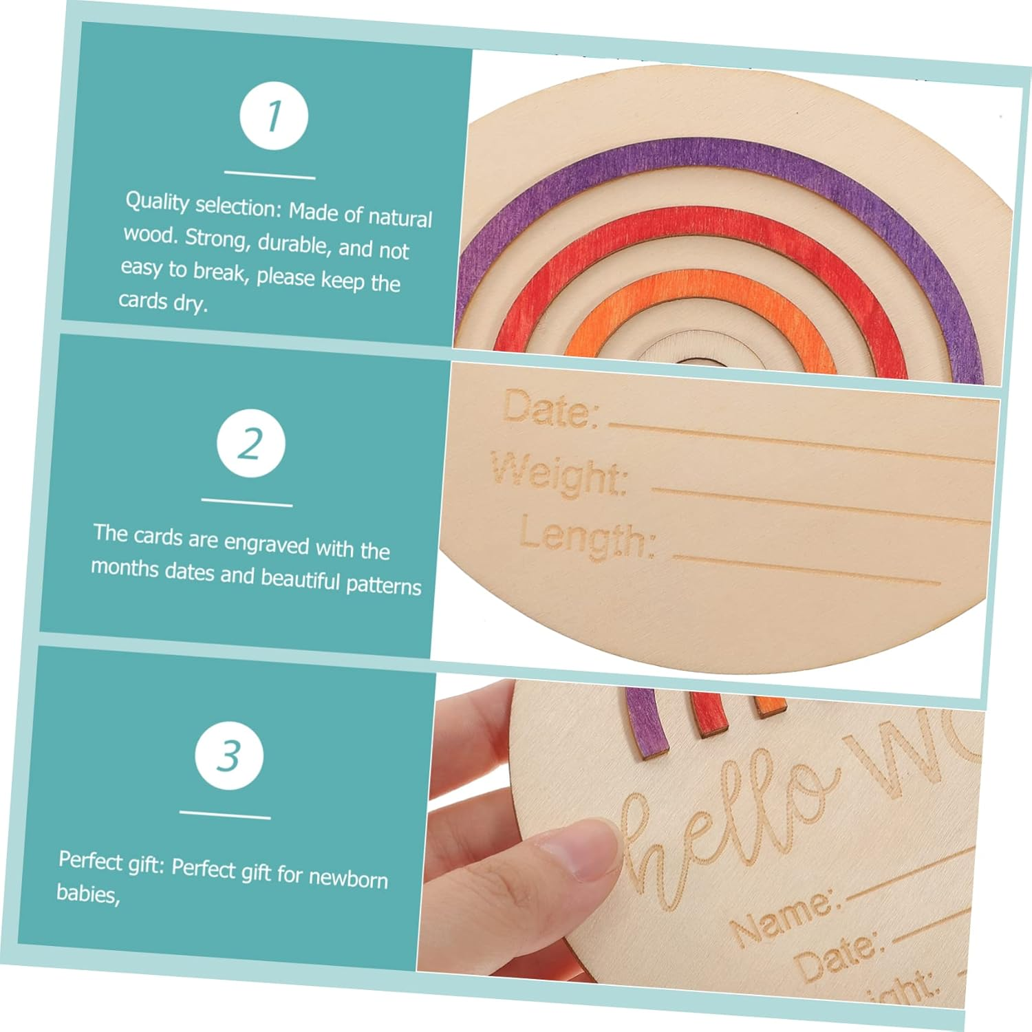 Ibasenice Wooden Milestone Monthly Milestone Card Announcement Sign Months Signs for Nursery Shower